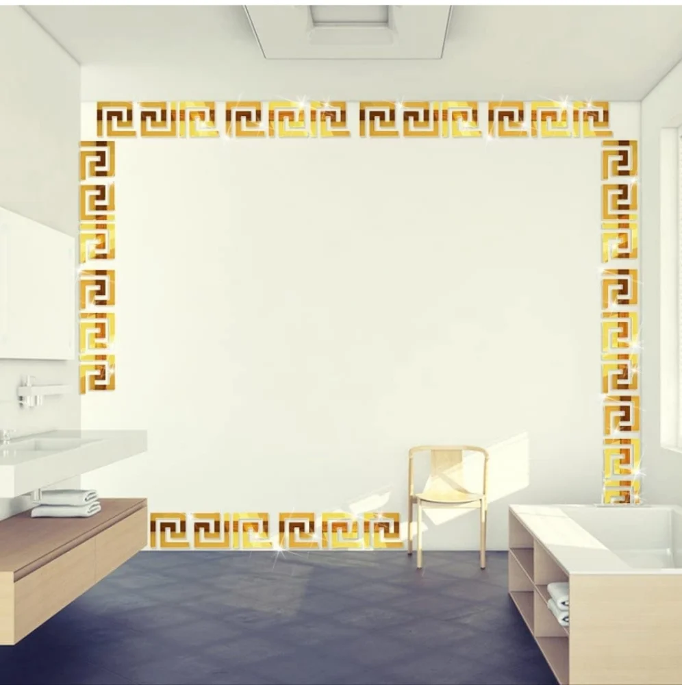 DIY 3D Acrylic Maze Pattern Border Ceiling Stickers Mirror Effects 28 Count Pack